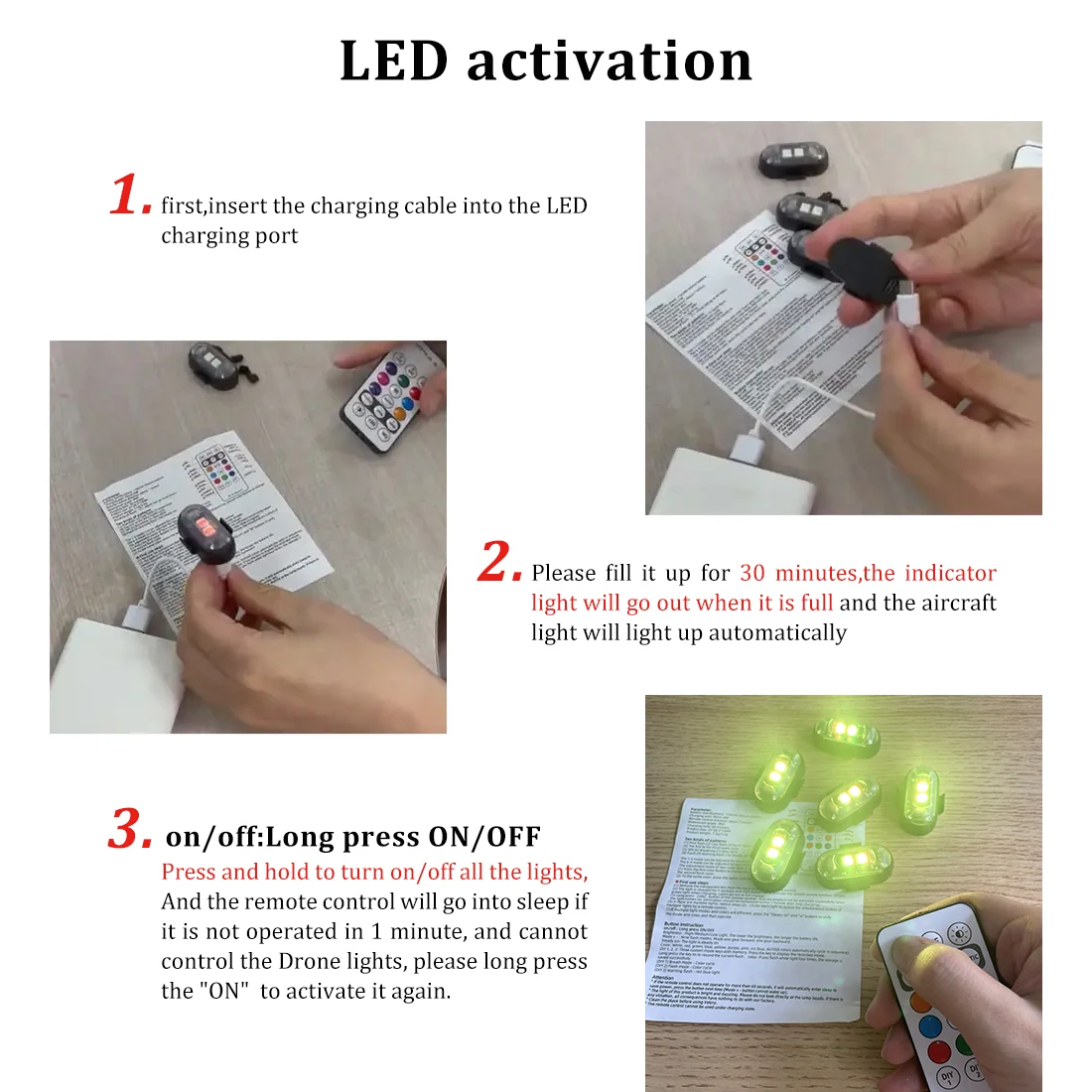 2/4/8Pcs Wireless Remote Contr - Drone Led Light avis et prix