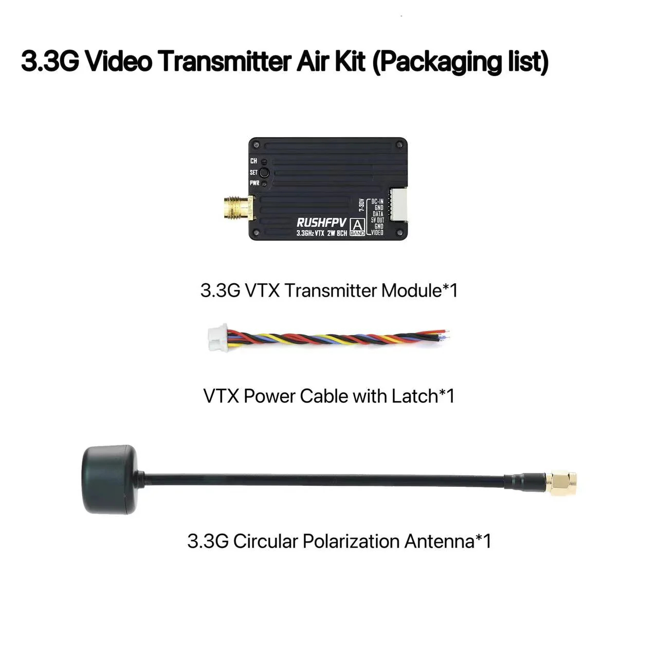 RUSHFPV 3.3G 2W VTX Transmitte - Drone Antenna avis et prix