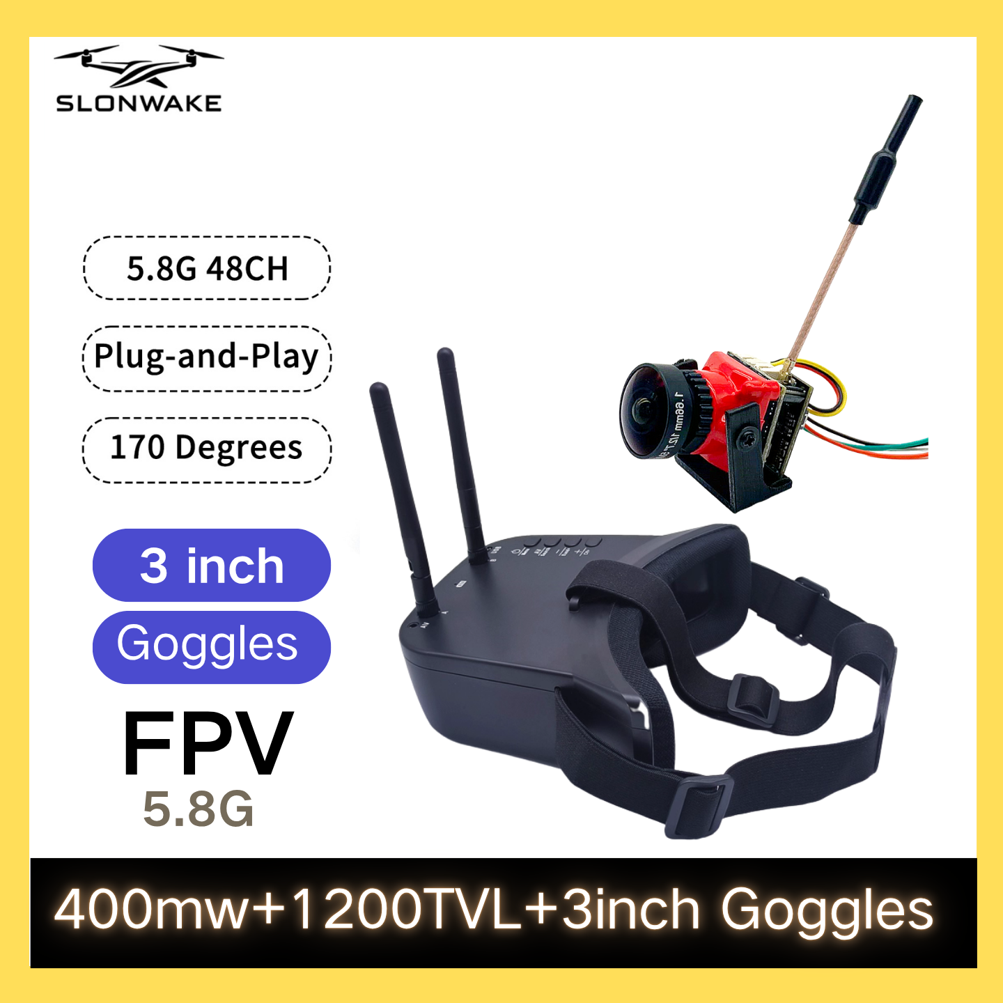 SLONWAKE 5.8G 48CH FPV 400mw V - Drone Frame avis et prix